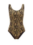 Matchesfashion.com Solid & Striped - The Lulu Snake-jacquard Swimsuit - Womens - Black Print