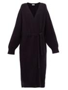 Matchesfashion.com Raey - Longline Belted Cashmere Grandad Cardigan - Womens - Navy