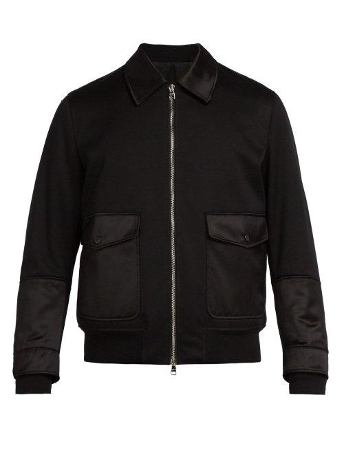 Matchesfashion.com Alexander Mcqueen - Satin Trim Cotton Bomber Jacket - Mens - Black