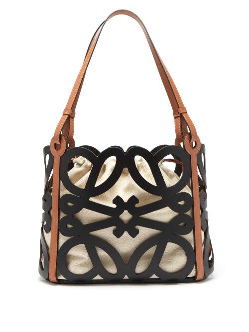 Loewe - Anagram-cutout Leather Tote Bag - Womens - Black