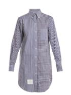 Thom Browne Stripe-check Patchwork Cotton Shirtdress
