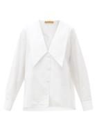 Matchesfashion.com S.a.r.k - Chelsea-collar Cotton-poplin Shirt - Womens - White