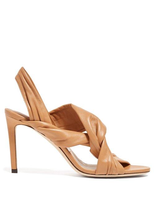 Matchesfashion.com Jimmy Choo - Lalia 85 Twisted Leather Slingback Sandals - Womens - Tan