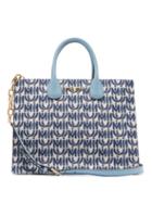 Matchesfashion.com Miu Miu - Logo Jacquard Leather Handle Tote Bag - Womens - Blue White