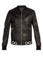 Matchesfashion.com Dolce & Gabbana - Logo Trim Leather Bomber Jacket - Mens - Black