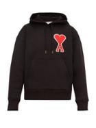 Matchesfashion.com Ami - Ami De Caur Logo Cotton Blend Hooded Sweatshirt - Mens - Black