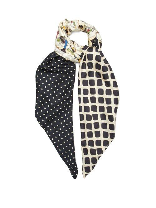 Matchesfashion.com La Prestic Ouiston - Patchwork Print Silk Scarf - Womens - Black
