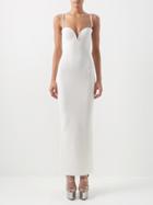 Galvan - Thalia Pearl-embellished Ribbed-knit Maxi Dress - Womens - White