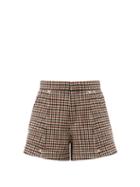 Matchesfashion.com Chlo - High Rise Checked Wool Blend Shorts - Womens - Beige Multi