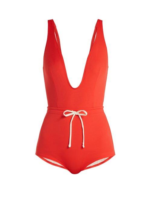 Matchesfashion.com Solid & Striped - The Edie Drawstring Waist Swimsuit - Womens - Red