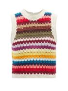 Ladies Rtw Sea - Ziggy Striped Crochet Sweater Vest - Womens - Multi