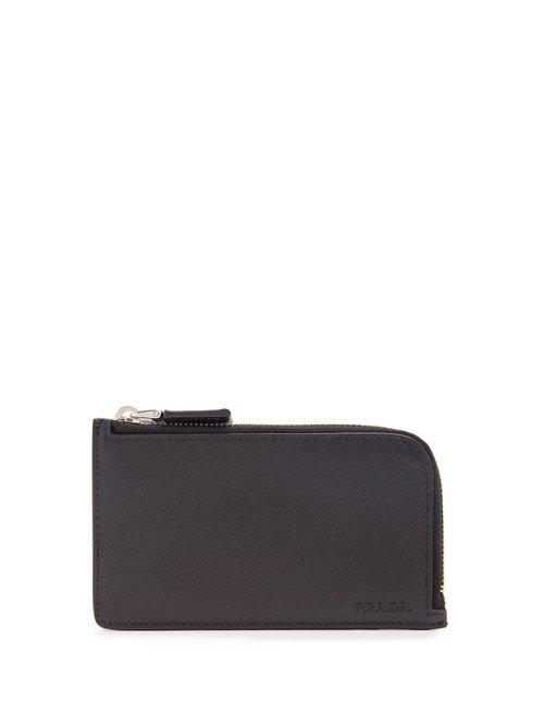 Matchesfashion.com Prada - Saffiano Leather Zip Around Cardholder - Mens - Black