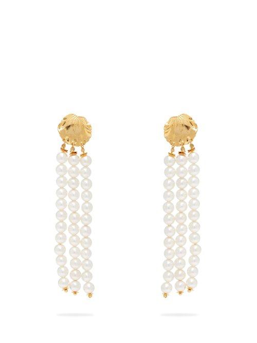 Matchesfashion.com Elise Tsikis - Madera Faux Pearl Tassel Drop Earrings - Womens - White