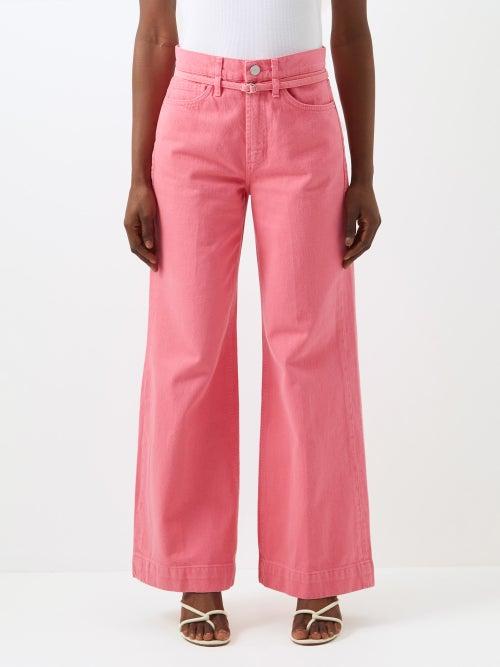 Frame - Belted High-rise Wide-leg Jeans - Womens - Pink