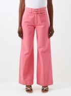 Frame - Belted High-rise Wide-leg Jeans - Womens - Pink