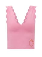 Marysia Sport - Venus Scalloped-edge Seersucker Crop Top - Womens - Pink