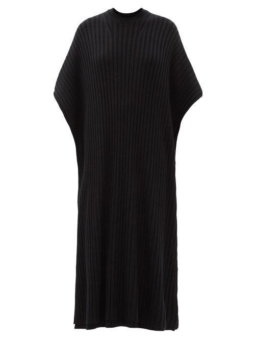 Ladies Rtw Gabriela Hearst - Taos Ribbed Wool-blend Midi Sweater Dress - Womens - Black