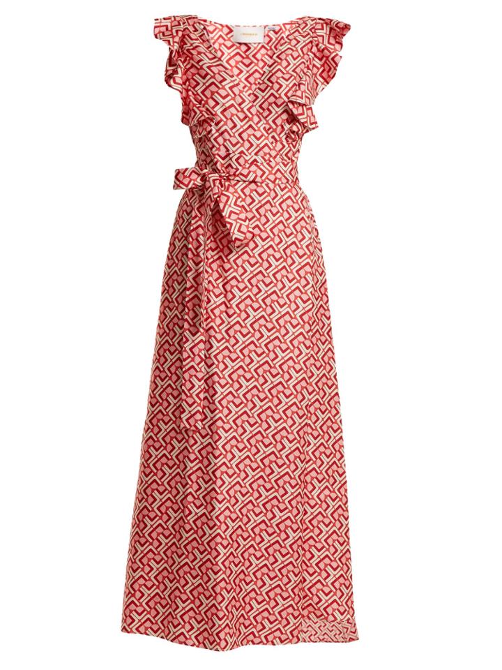 La Doublej Editions Wedding Guest Domino-print Cotton Dress