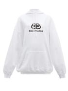 Matchesfashion.com Balenciaga - Bb Logo Print Hooded Cotton Jersey Sweatshirt - Womens - White Print