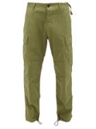 Matchesfashion.com Aries - Drawstring-cuff Stretch-cotton Cargo Trousers - Mens - Dark Green