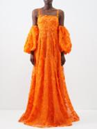 Erdem - Emanuela Floral-appliqu Silk-organza Gown - Womens - Orange