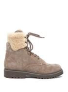 Matchesfashion.com Moncler - Patty Shearling Lined Suede Hiking Boots - Womens - Grey