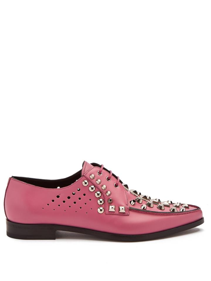 Prada Stud-embellished Leather Derby Shoes