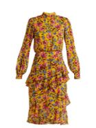 Saloni Isa Floral-print Silk Dress