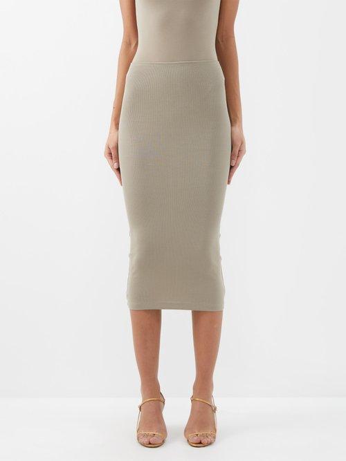 Flore Flore - Liv Organic-cotton Tube Skirt - Womens - Dark Beige