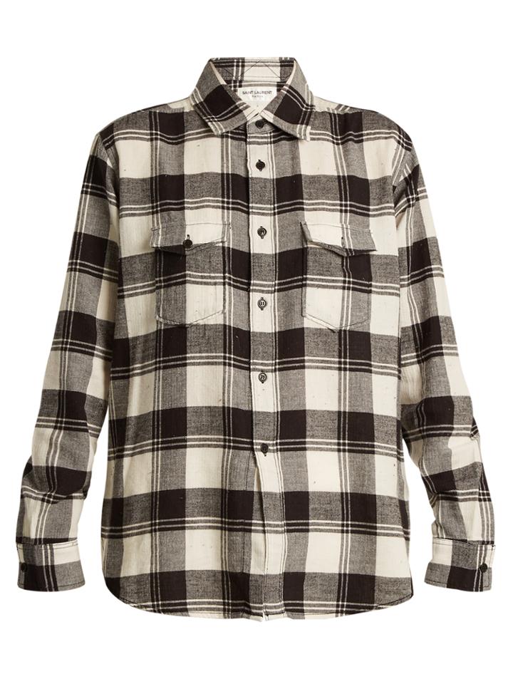 Saint Laurent Madras-checked Long-sleeved Cotton Shirt