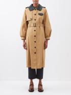 Shrimps - Dexter Tartan-trimmed Cotton Trench Coat - Womens - Camel