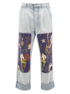 Matchesfashion.com Loewe Paula's Ibiza - Mermaid-patch Cotton Straight-leg Jeans - Mens - Blue
