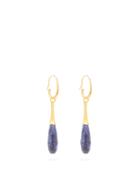 Matchesfashion.com Saint Laurent - Ysl-engraved Stone Drop Earrings - Womens - Blue