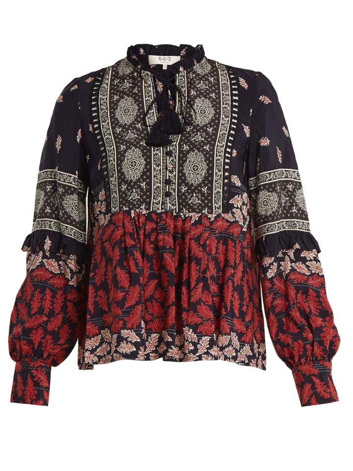 Sea Eloise Printed Silk Blouse