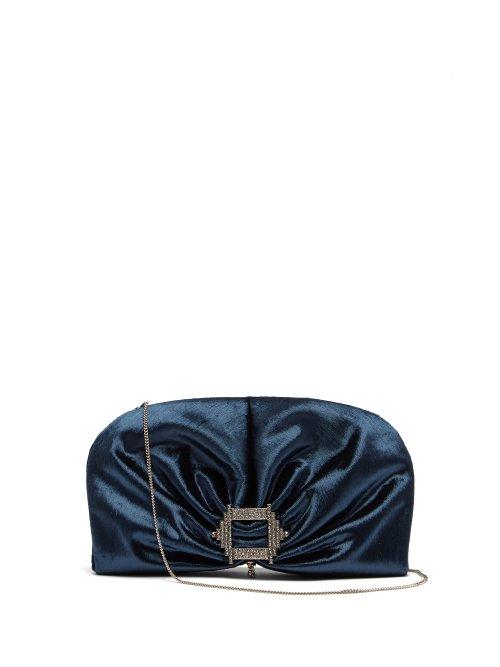 Matchesfashion.com Jimmy Choo - Vivien Soft Velvet Bag - Womens - Navy