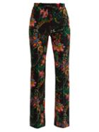 Matchesfashion.com Paco Rabanne - Floral Print Velvet Wide Leg Trousers - Womens - Black Multi