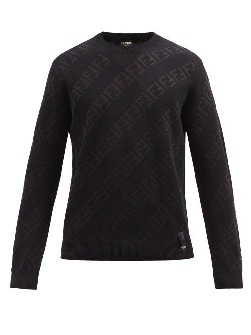 Fendi - Ff-monogram Wool-blend Sweater - Mens - Black