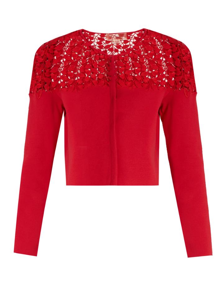 Giambattista Valli Macram-lace Panel Cropped Cardigan
