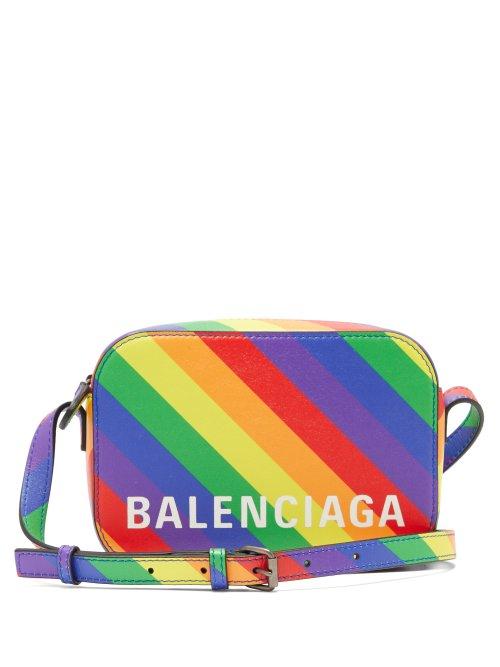 Matchesfashion.com Balenciaga - Ville Xs Rainbow Stripe Leather Cross Body Bag - Womens - Multi Stripe