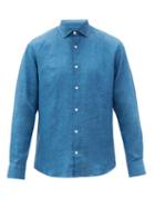Matchesfashion.com Frescobol Carioca - Antonio Regular-fit Linen Shirt - Mens - Dark Blue