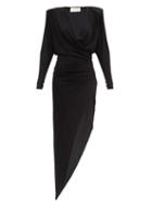 Matchesfashion.com Alexandre Vauthier - Asymmetric Gathered Jersey Dress - Womens - Black