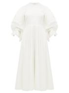Matchesfashion.com Roksanda - Fife Balloon Sleeve Cotton Poplin Dress - Womens - Ivory