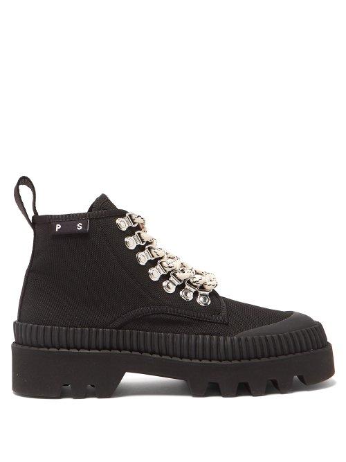 Matchesfashion.com Proenza Schouler - Canvas Lace Up Ankle Boots - Womens - Black
