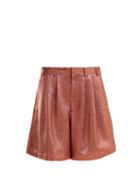 Matchesfashion.com Raey - Tinsel Metallic Silk Blend Shorts - Womens - Pink