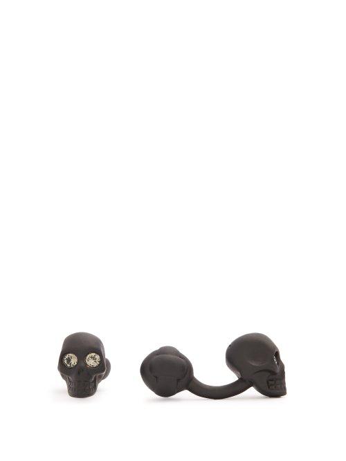 Matchesfashion.com Alexander Mcqueen - Crystal Embellished Skull Cufflinks - Mens - Black