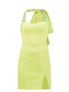 Matchesfashion.com Halpern - Beaded Matelass Mini Dress - Womens - Green