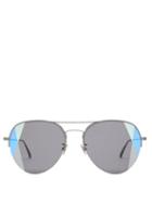 Matchesfashion.com Bottega Veneta - Intrecciato Top Rim Aviator Metal Sunglasses - Mens - Grey