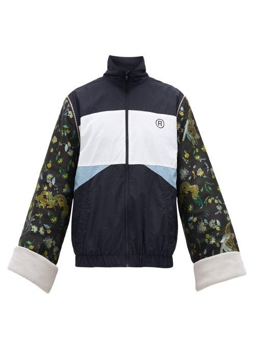 Matchesfashion.com Martine Rose - High-neck Jacquard-sleeves Track Jacket - Mens - Navy