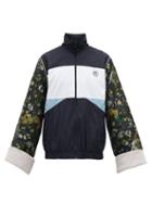 Matchesfashion.com Martine Rose - High-neck Jacquard-sleeves Track Jacket - Mens - Navy