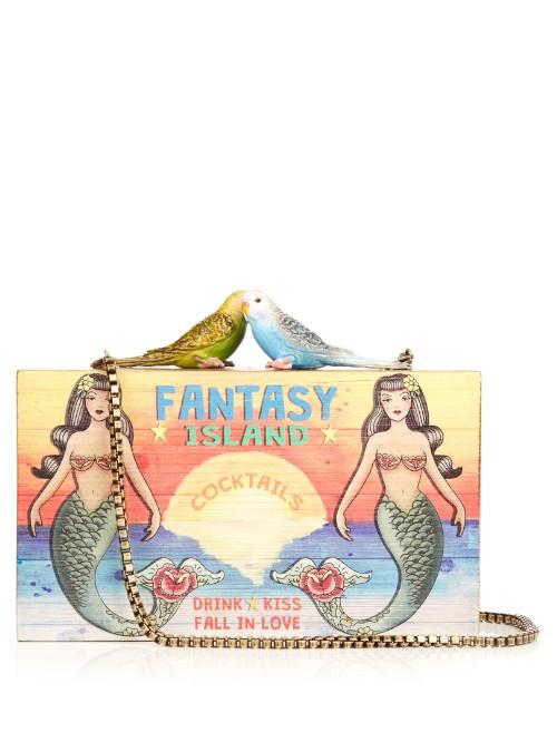 Sarah's Bag Fantasy Island Wooden Clutch